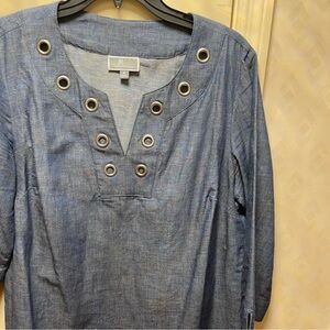 💙JM Collection Navy Grommet Detail Top SzM💙